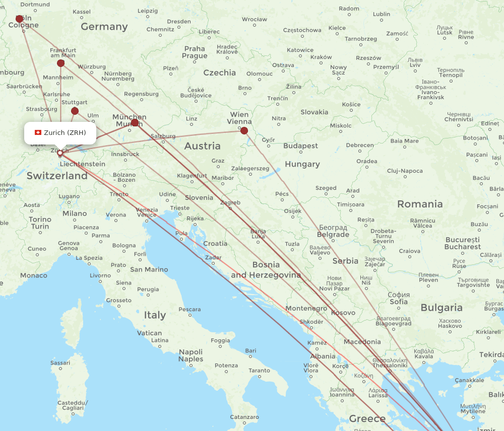 KGS-ZRH flight routes