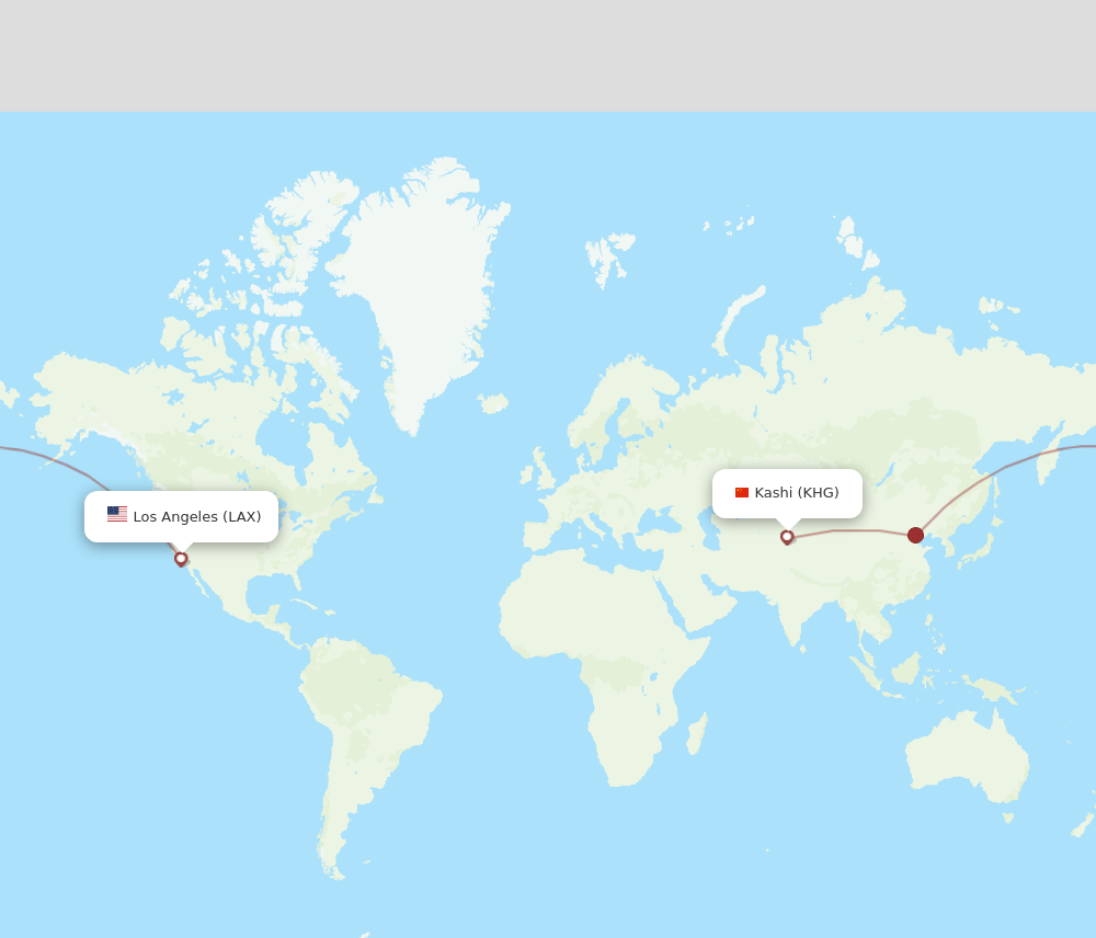 KHG to LAX flights and routes map