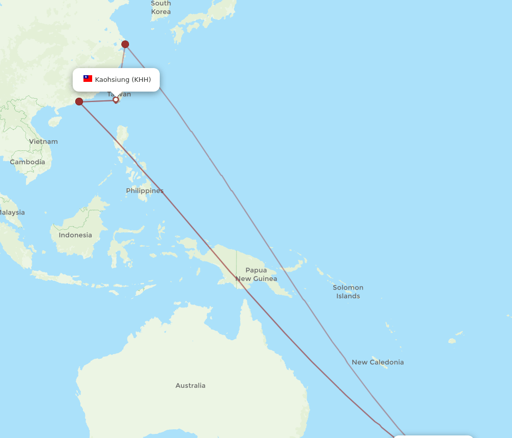 KHH-AKL flight routes
