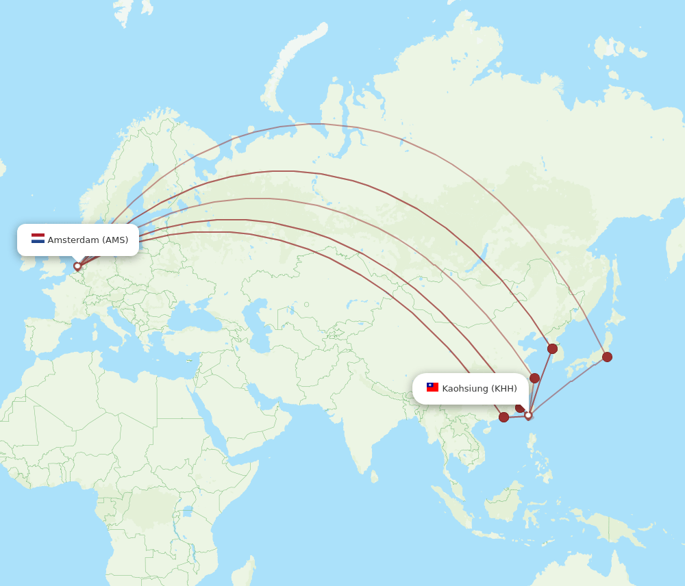 KHH-AMS flight routes