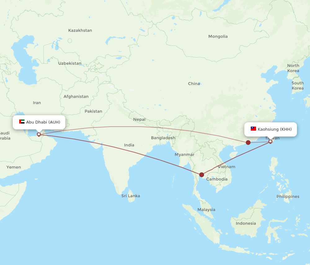 KHH-AUH flight routes