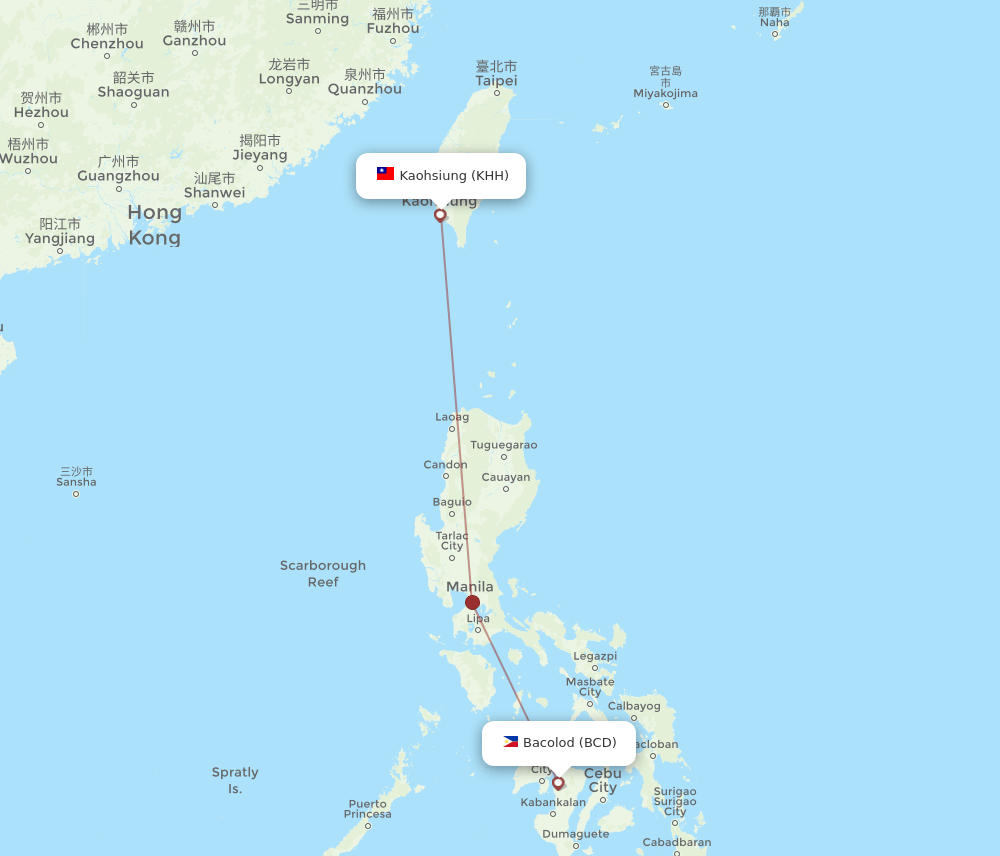 KHH-BCD flight routes