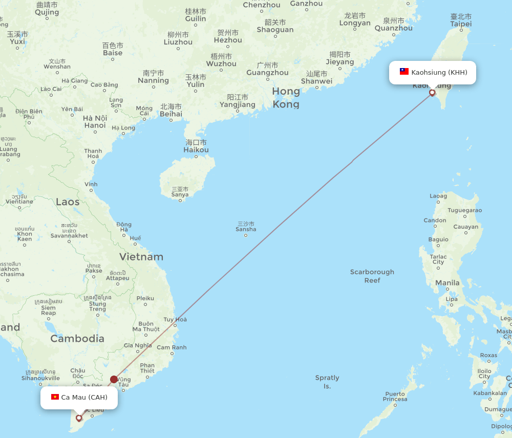 KHH-CAH flight routes