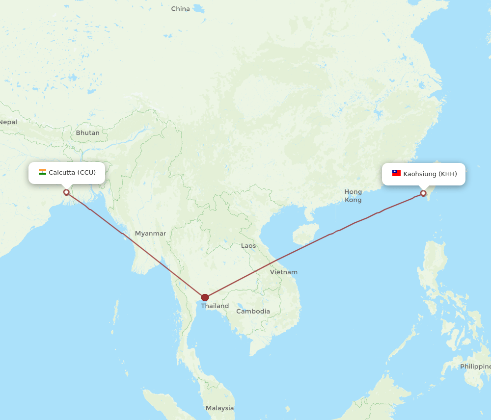 KHH-CCU flight routes