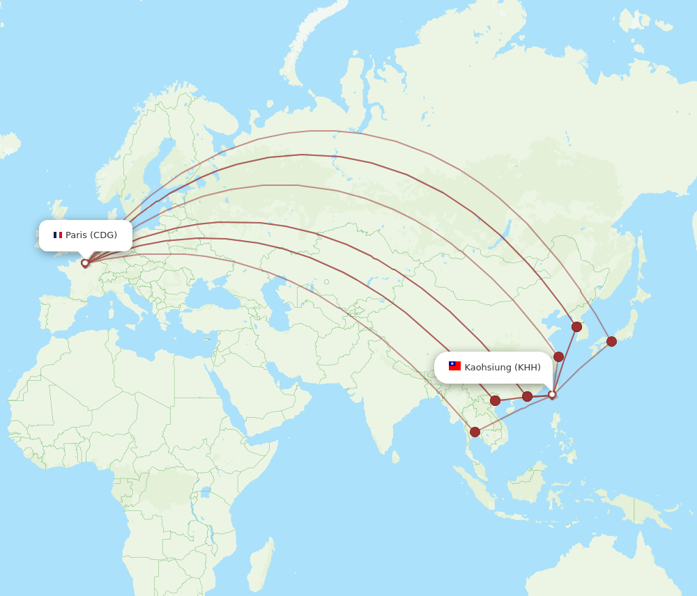 KHH-CDG flight routes
