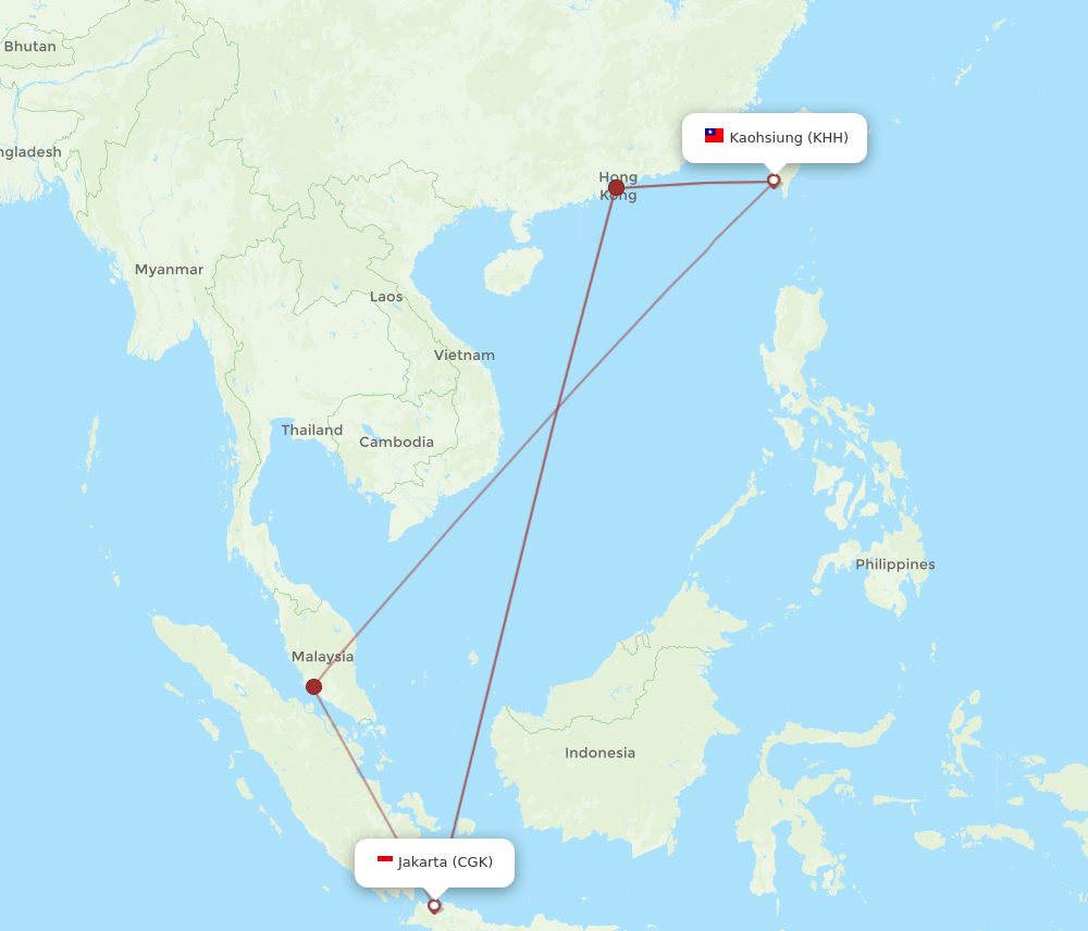 KHH-CGK flight routes