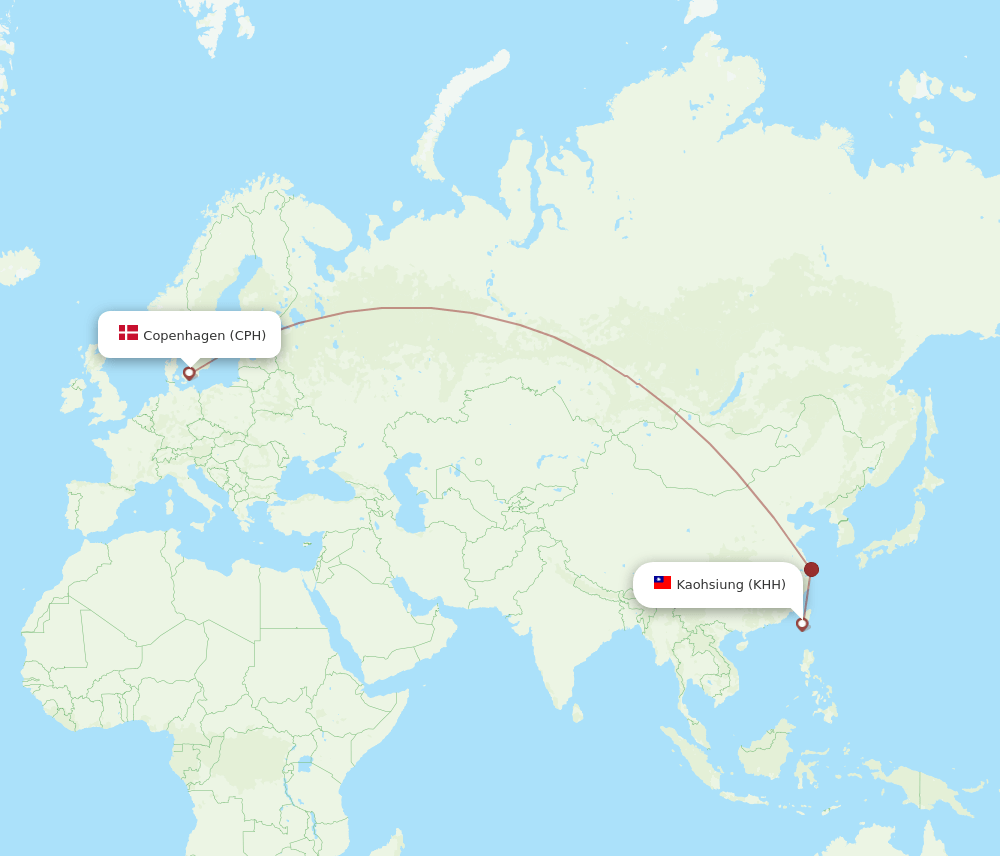 KHH-CPH flight routes