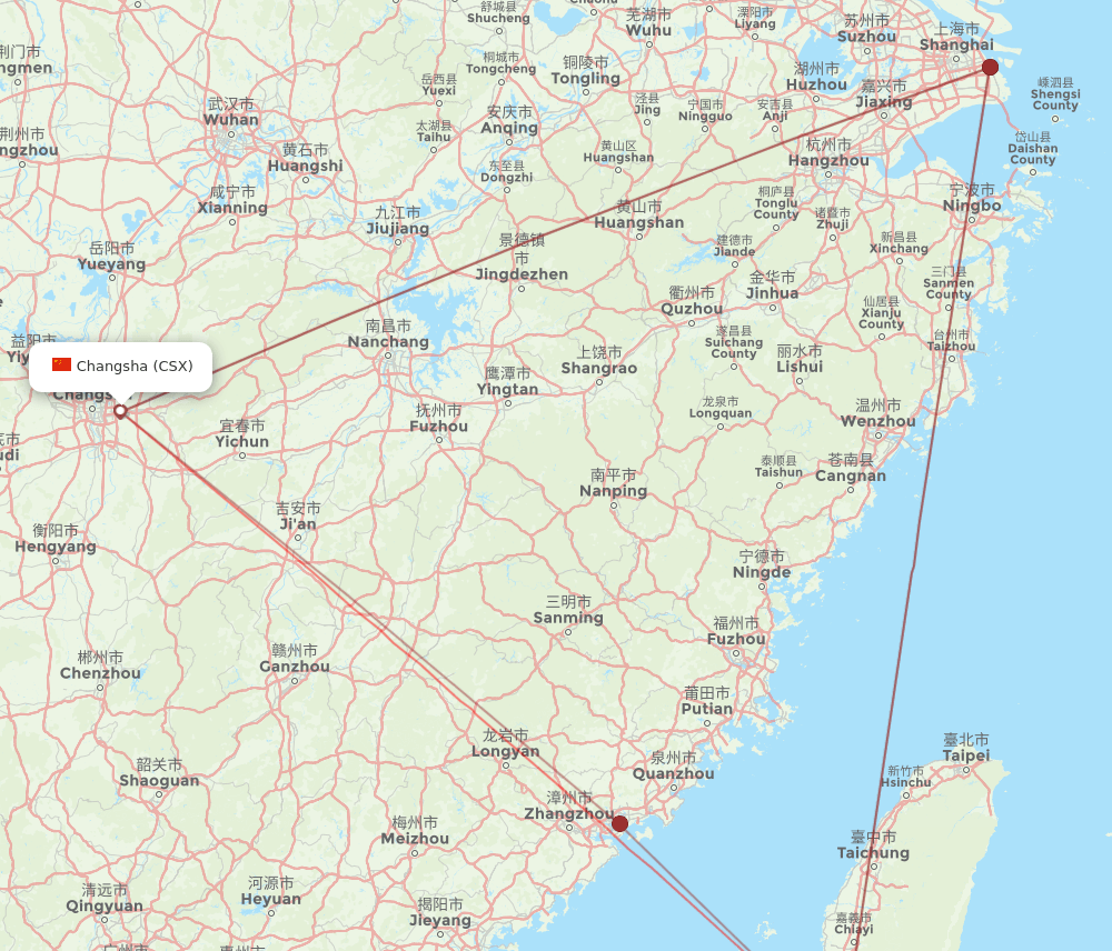 KHH-CSX flight routes
