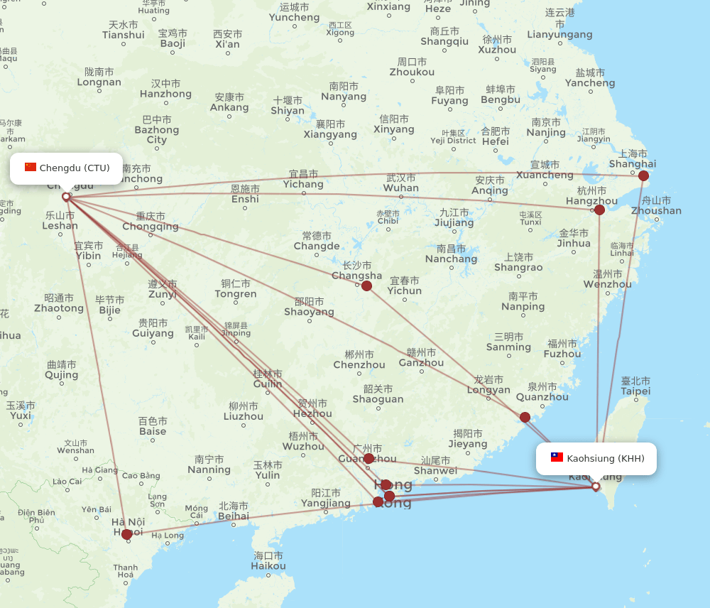 KHH-CTU flight routes