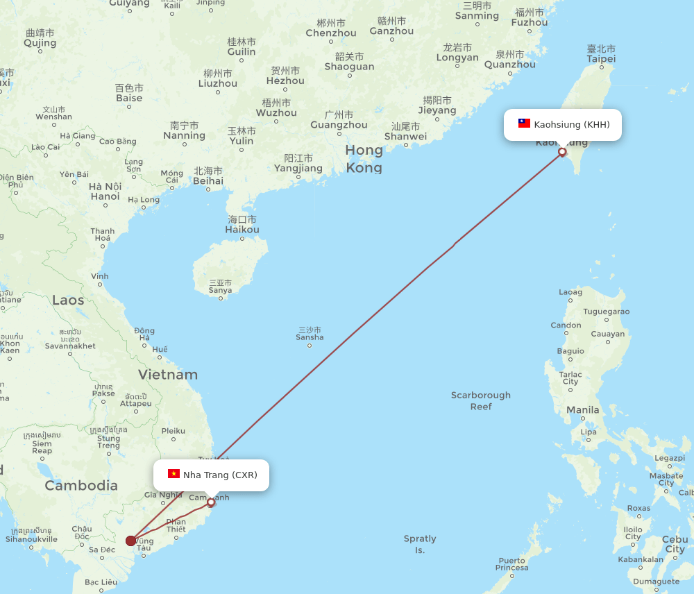 KHH-CXR flight routes