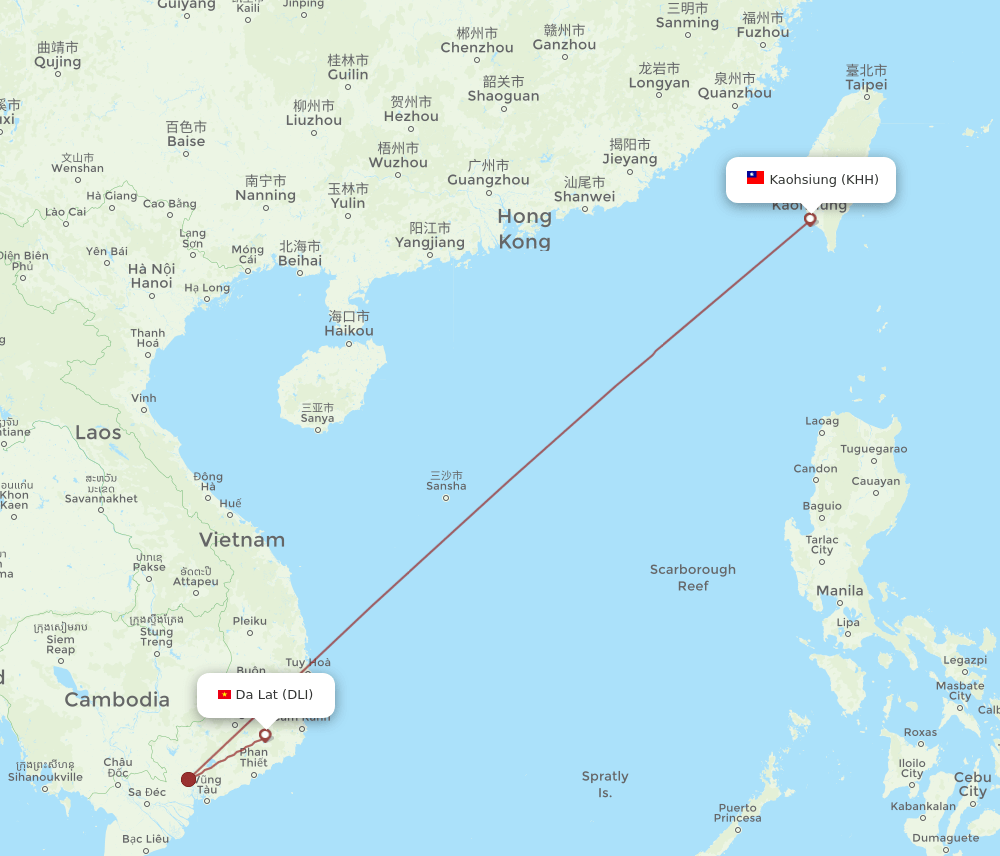 KHH-DLI flight routes