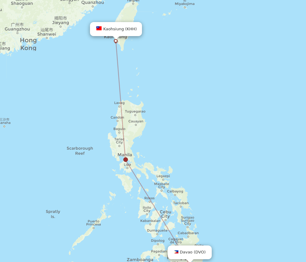 KHH-DVO flight routes