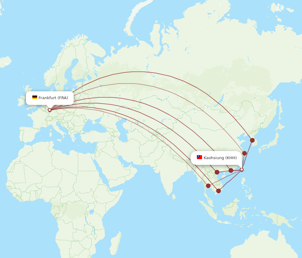 KHH to FRA flights and routes map