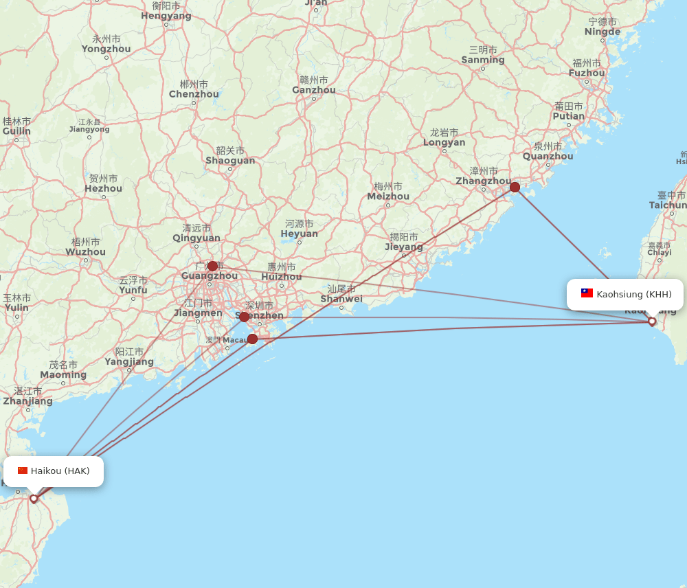 KHH-HAK flight routes