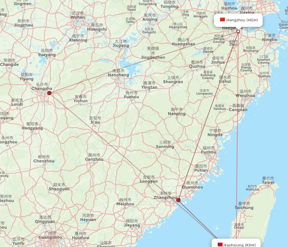 KHH-HGH flight routes