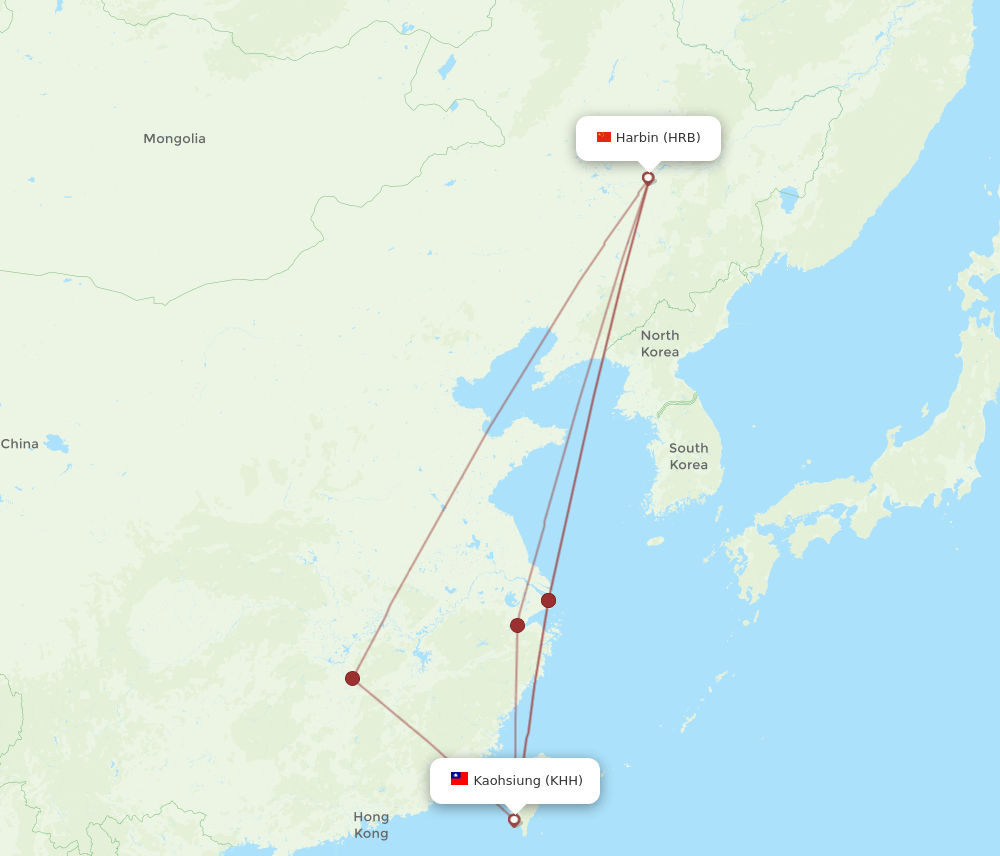 KHH-HRB flight routes