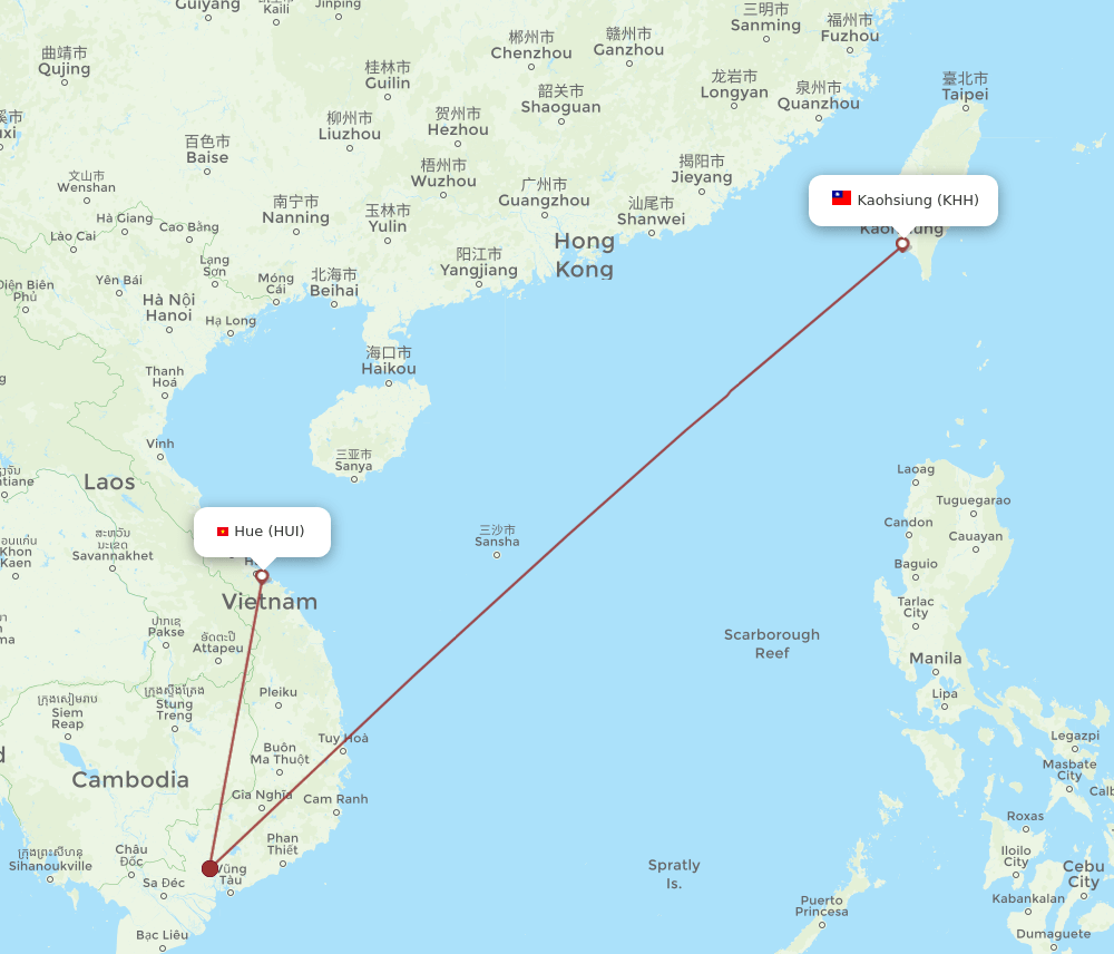 KHH-HUI flight routes