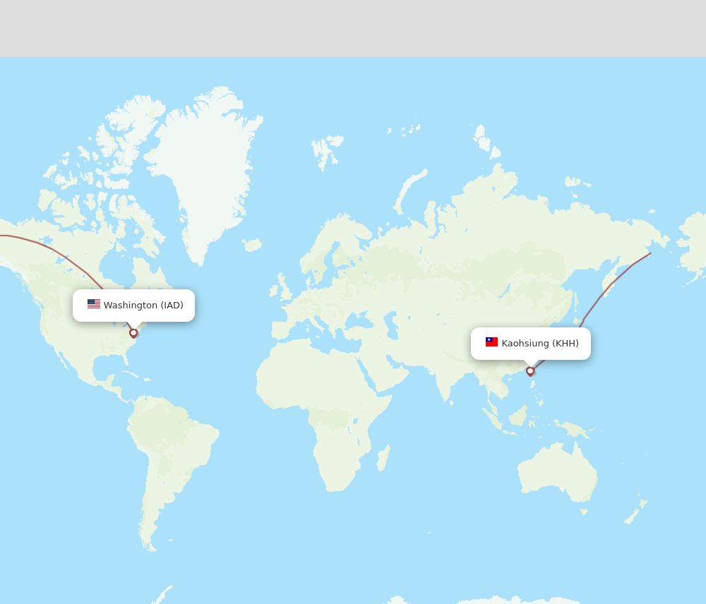 KHH to IAD flights and routes map