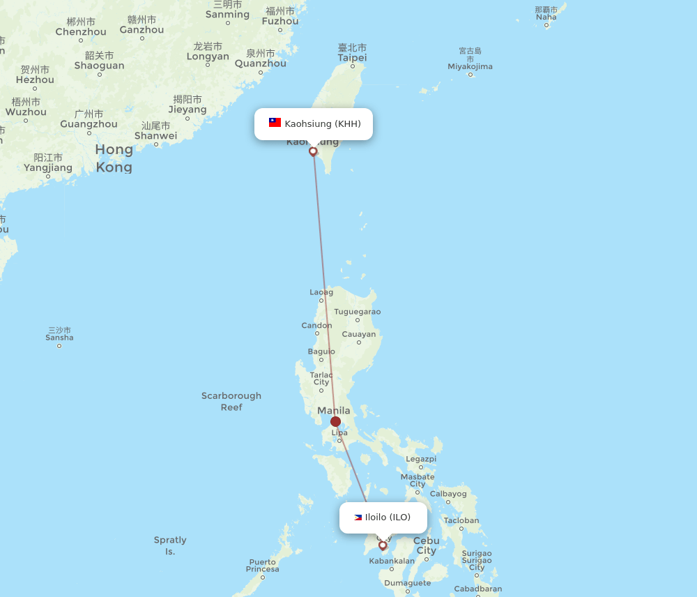 KHH-ILO flight routes