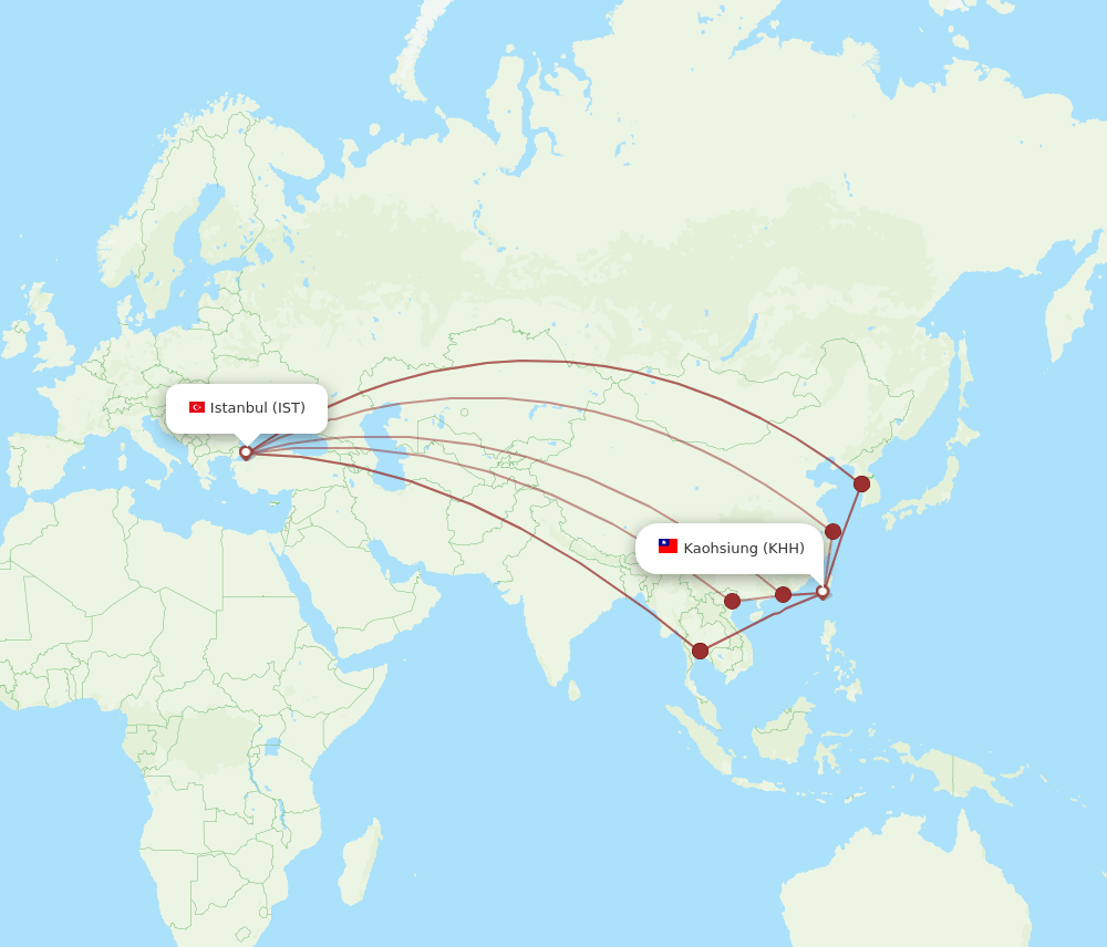 KHH-IST flight routes
