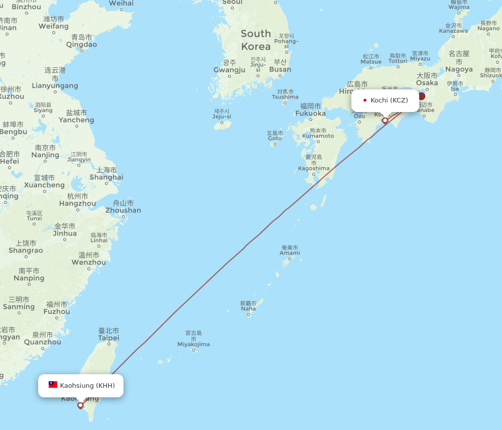 KHH-KCZ flight routes