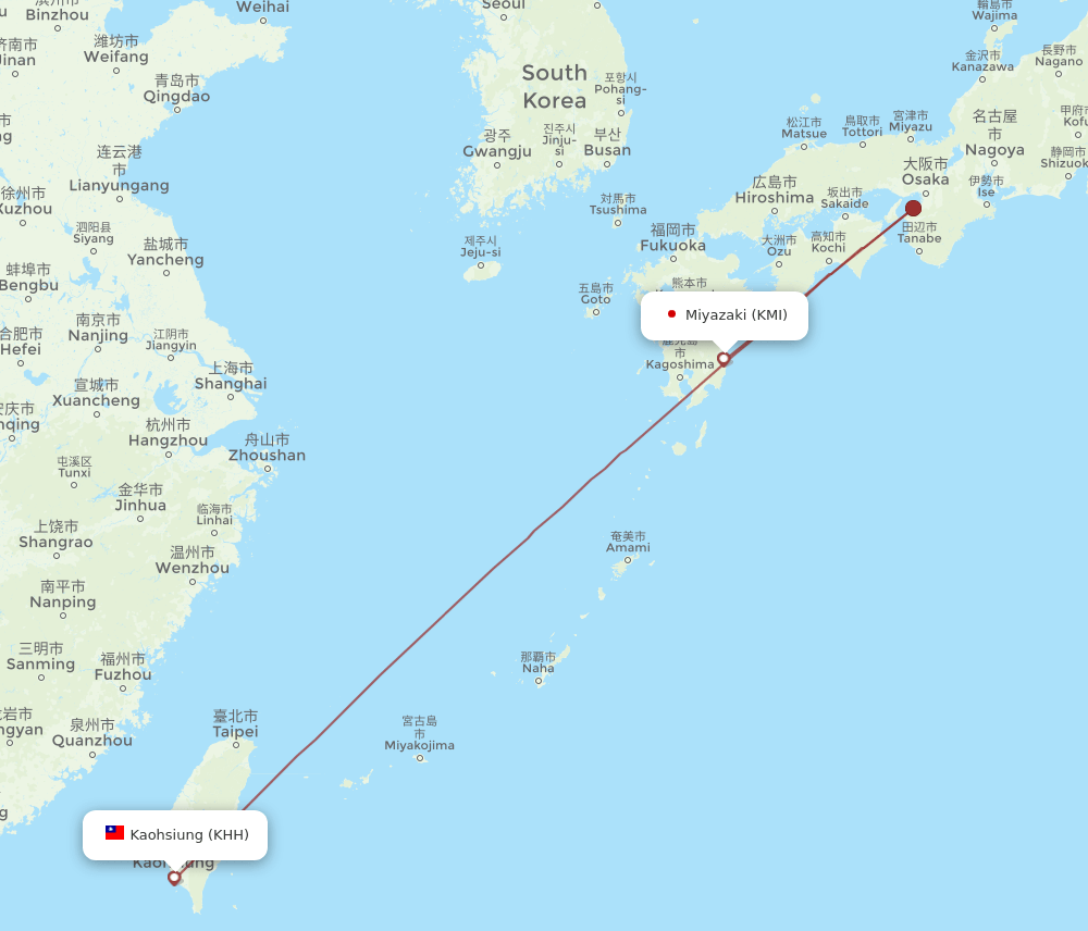KHH-KMI flight routes