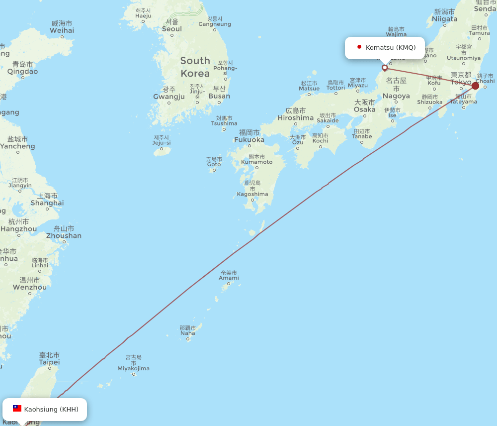 KHH to KMQ flights and routes map