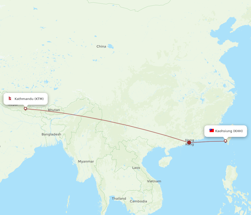 KHH-KTM flight routes