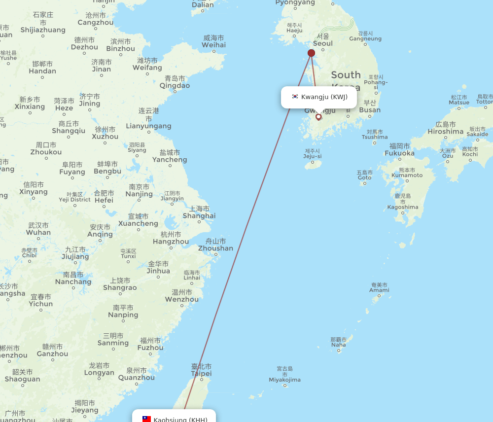 KHH-KWJ flight routes