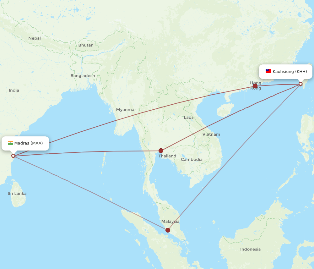 KHH-MAA flight routes