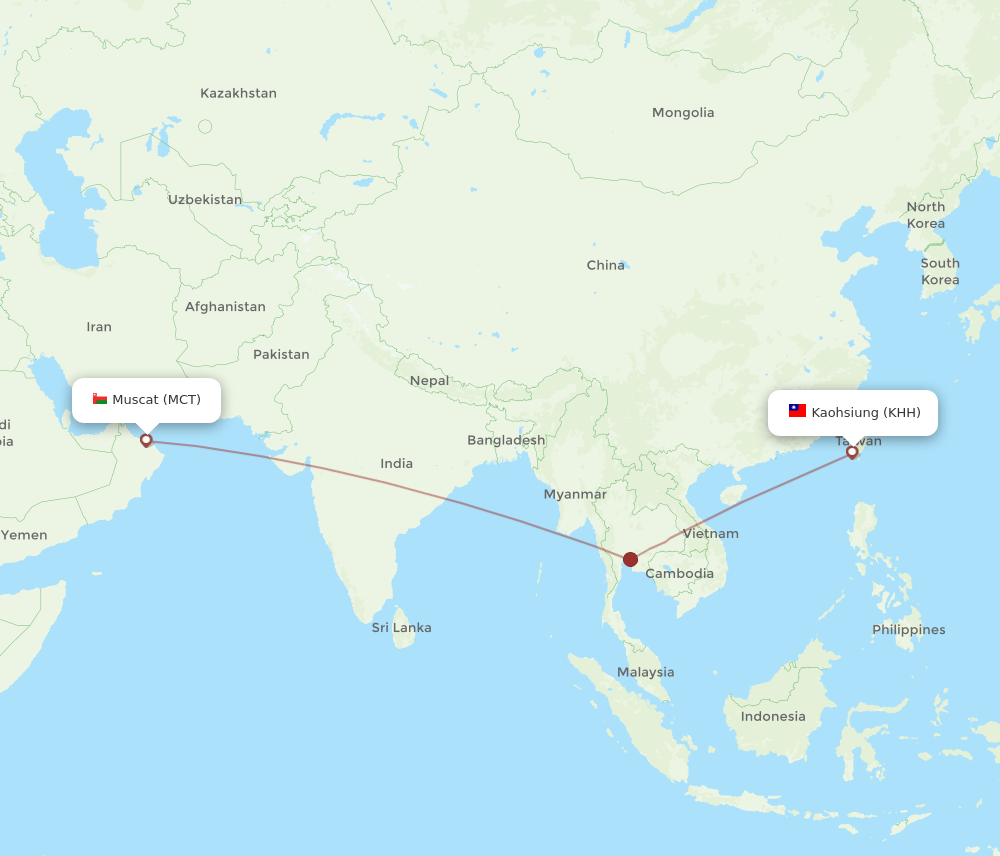 KHH-MCT flight routes