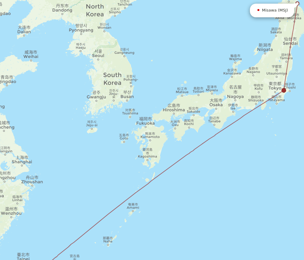 MSJ to KHH flights and routes map