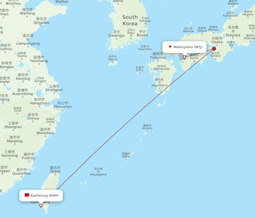 KHH-MYJ flight routes