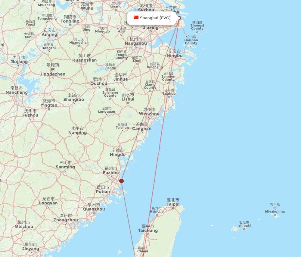 KHH-PVG flight routes