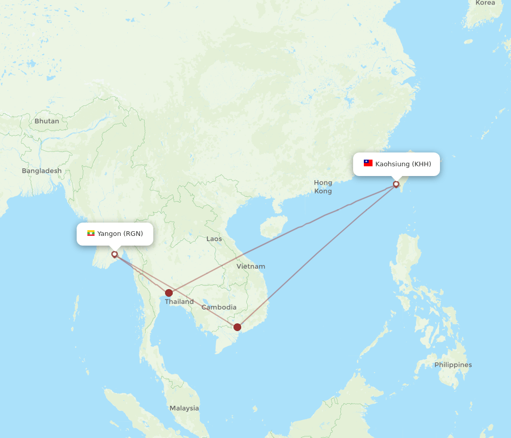 KHH-RGN flight routes