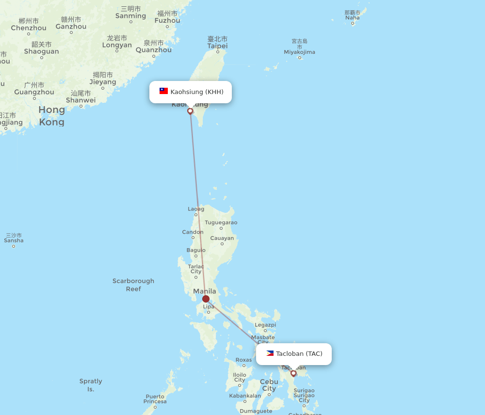 KHH-TAC flight routes