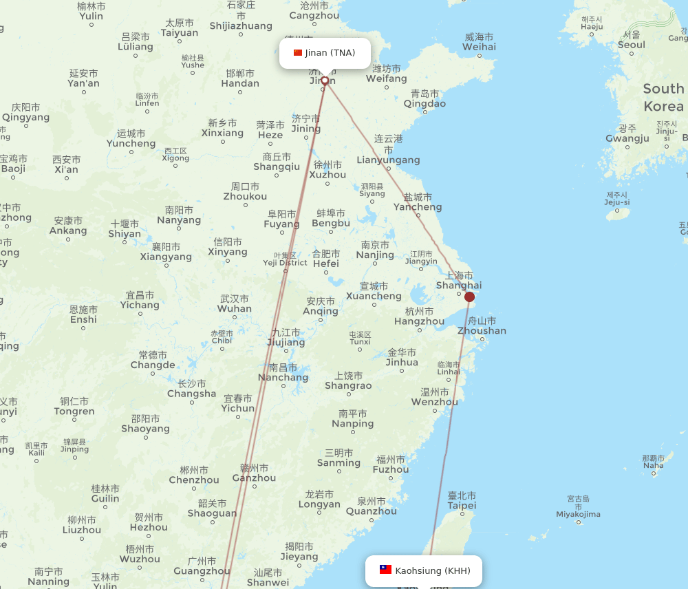 KHH-TNA flight routes