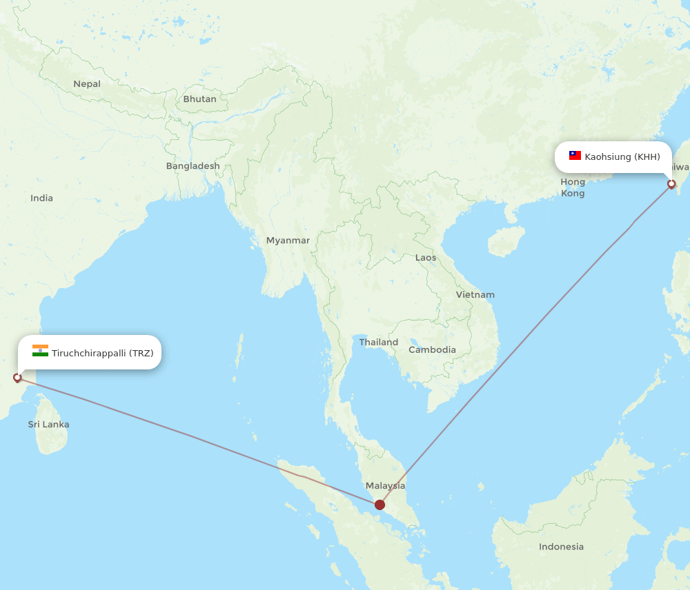 KHH-TRZ flight routes