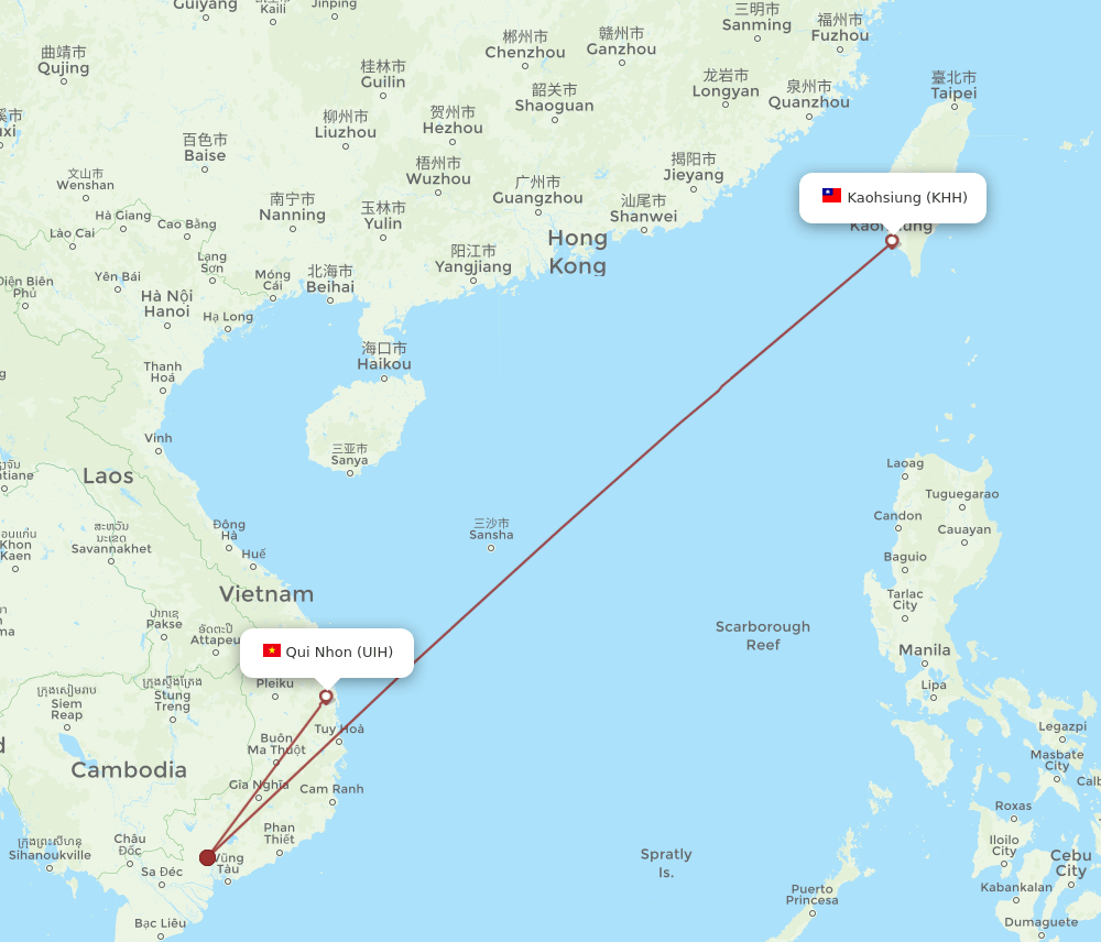 KHH-UIH flight routes