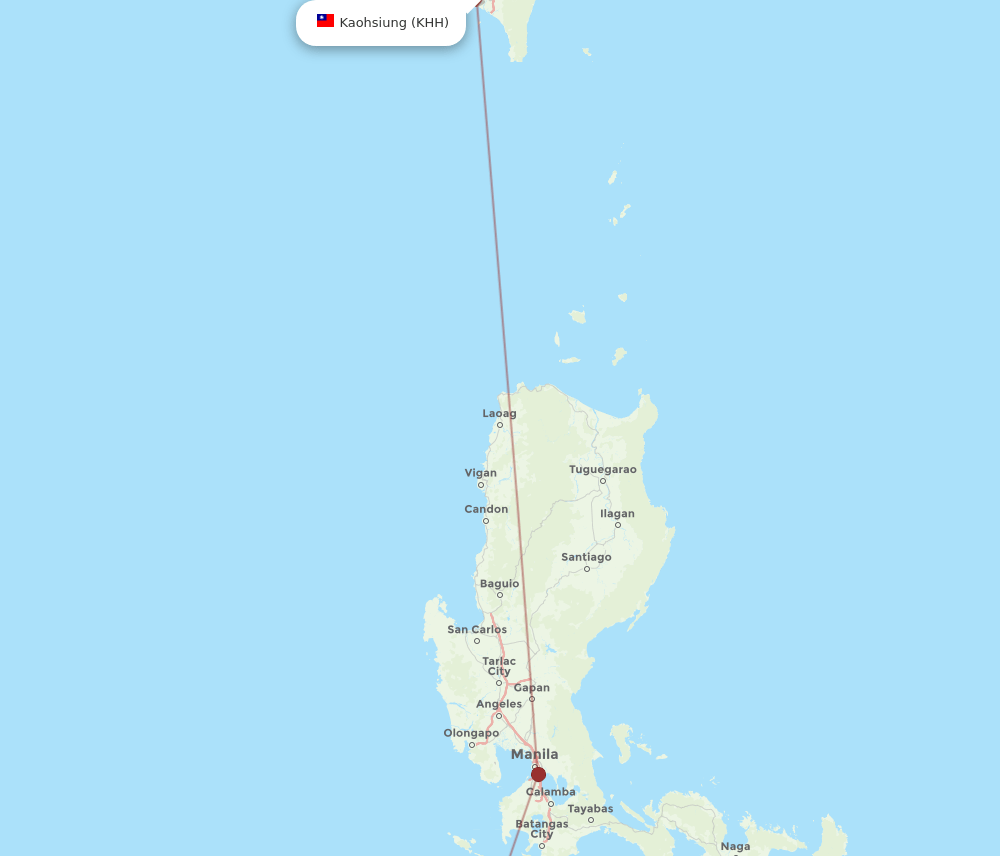 Kaohsiung - Busuanga route map and flight paths