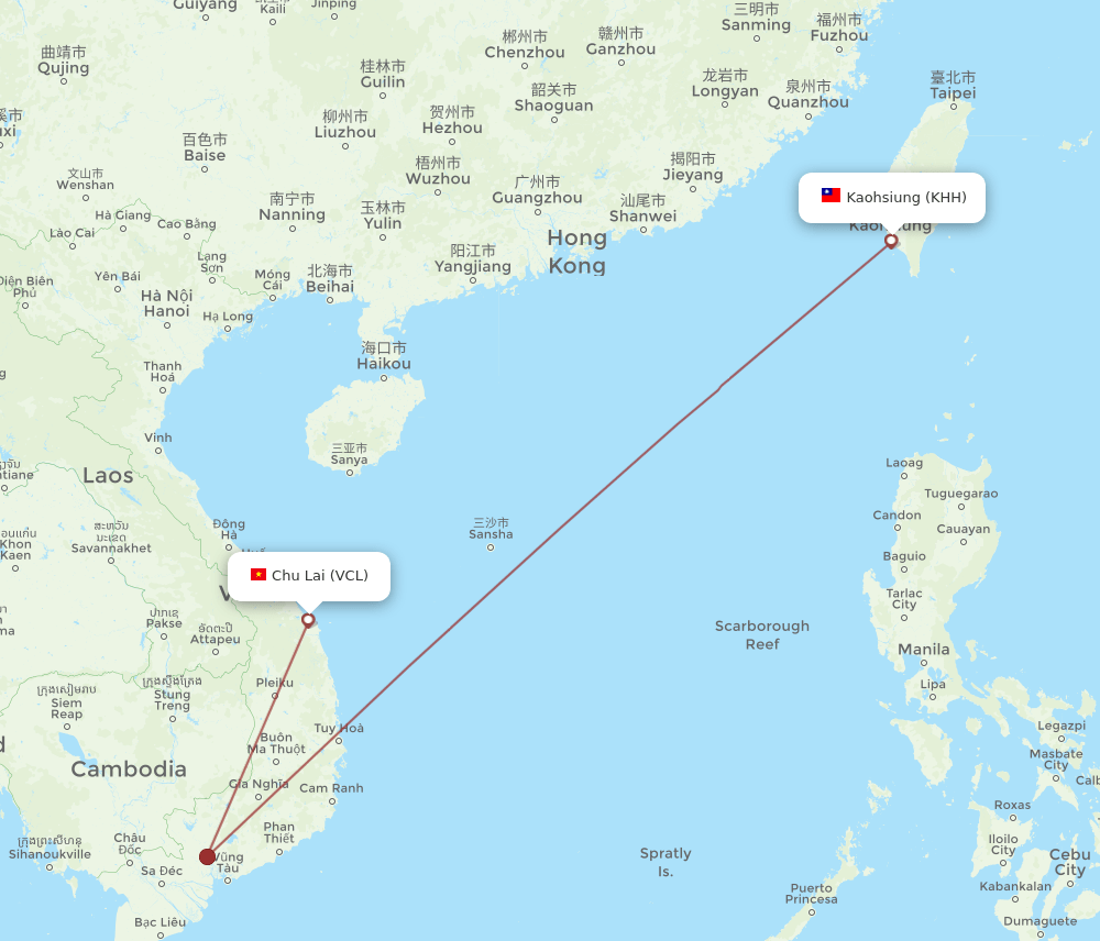 KHH-VCL flight routes