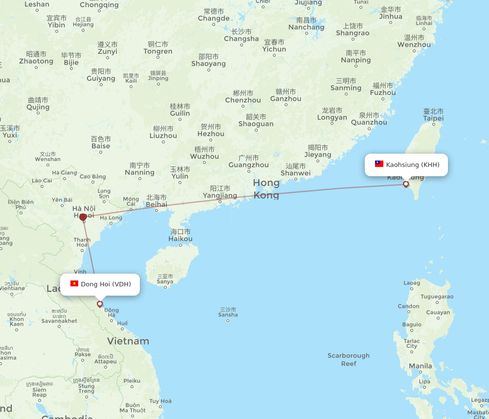 KHH-VDH flight routes