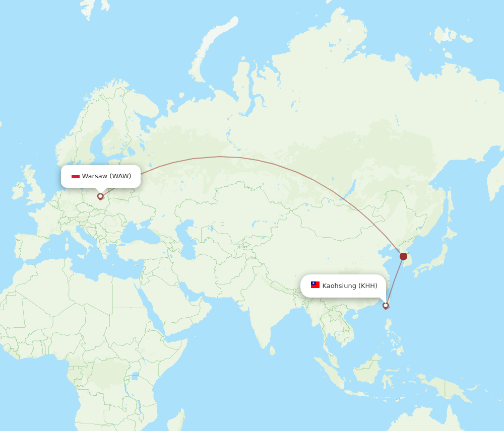 KHH-WAW flight routes