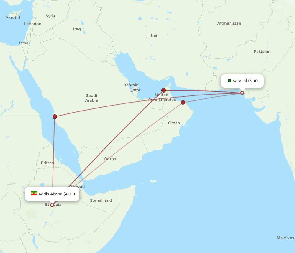 KHI-ADD flight routes