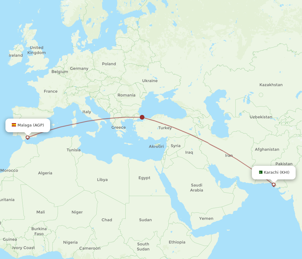 KHI-AGP flight routes