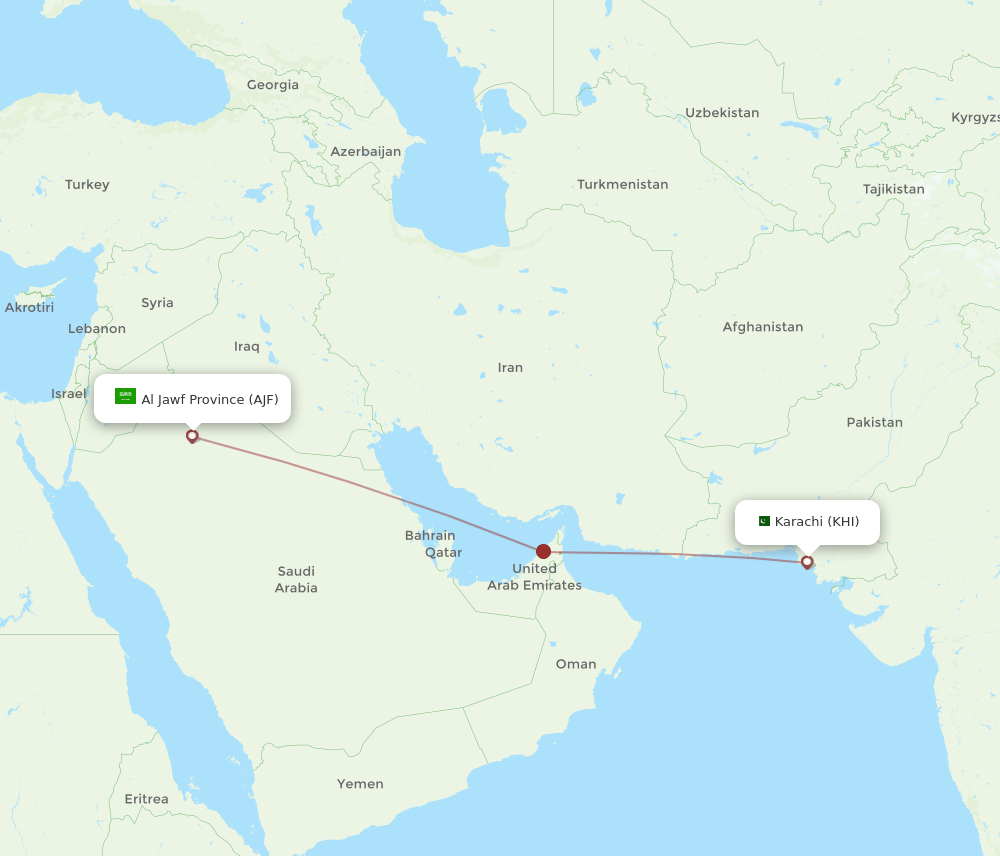 KHI-AJF flight routes