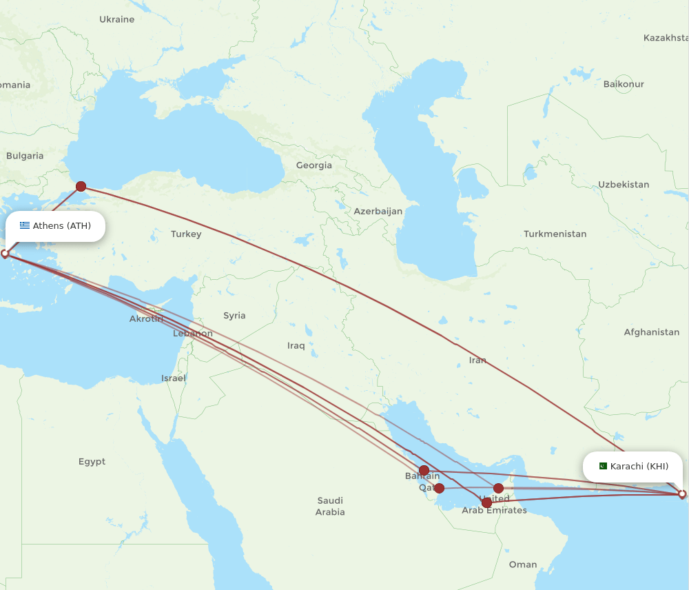 KHI-ATH flight routes