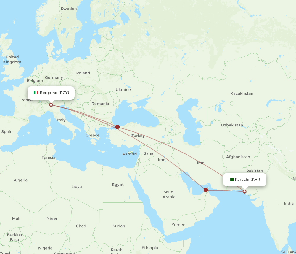 KHI-BGY flight routes