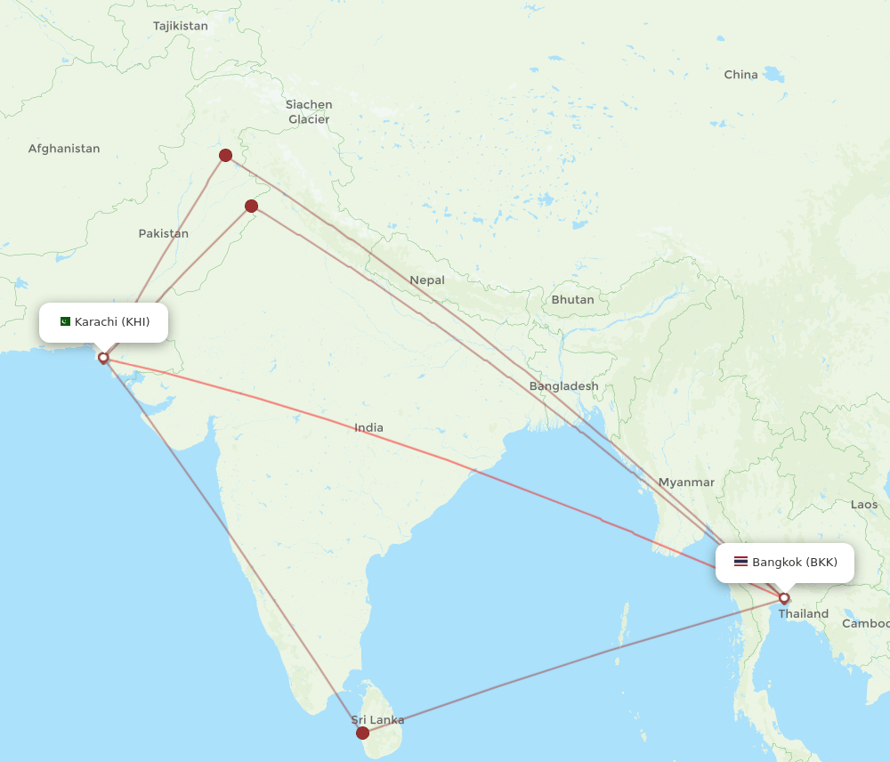 KHI-BKK flight routes