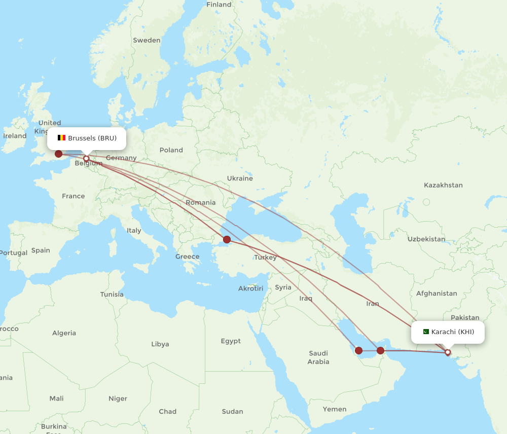 KHI-BRU flight routes